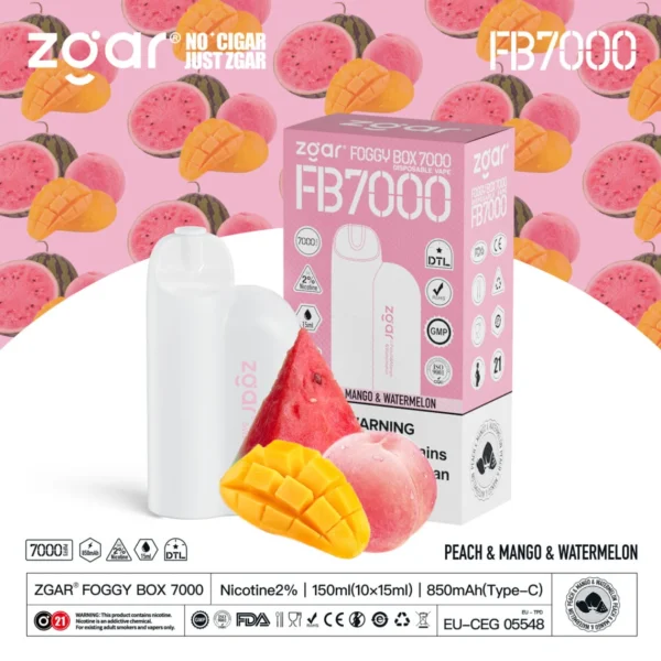 ZGAR FOGGY BOX 7000 Puffs 2% Nikotynowy akumulator jednorazowy Vape Hurt - BeerVape - 6