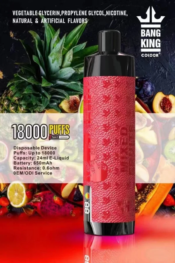 Bang King Crown Bar 18000 Puffs 0% 2% 3% 5% Перезаряжаемые одноразовые ручки для вейпов с низким содержанием никотина Купить оптом - BeerVape - 6