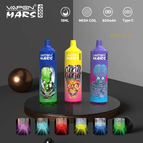 VAPEN Mars 9000 Puffs 0% 2% 5% Niskonikotynowy, jednorazowy, wielokrotnego ładowania Vapes Pen Luzem Kup hurtowo - BeerVape - 1