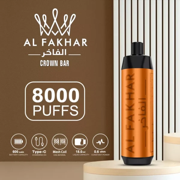 Al Fakhar Crown Bar 8000 Puffs Big Cloud DTL 2% Nikotynowy Akumulator Jednorazowy Vapes Pen Luzem Kup hurtowo - BeerVape - 1
