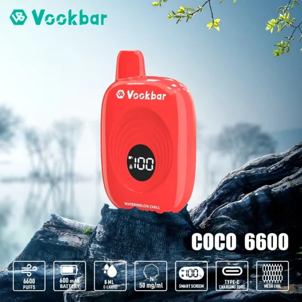 Vookbar Coco 6600 Puffs Digital Smart Screen 3% Перезаряжаемая одноразовая ручка для электронных сигарет с низким содержанием никотина Купить оптом - BeerVape - 8